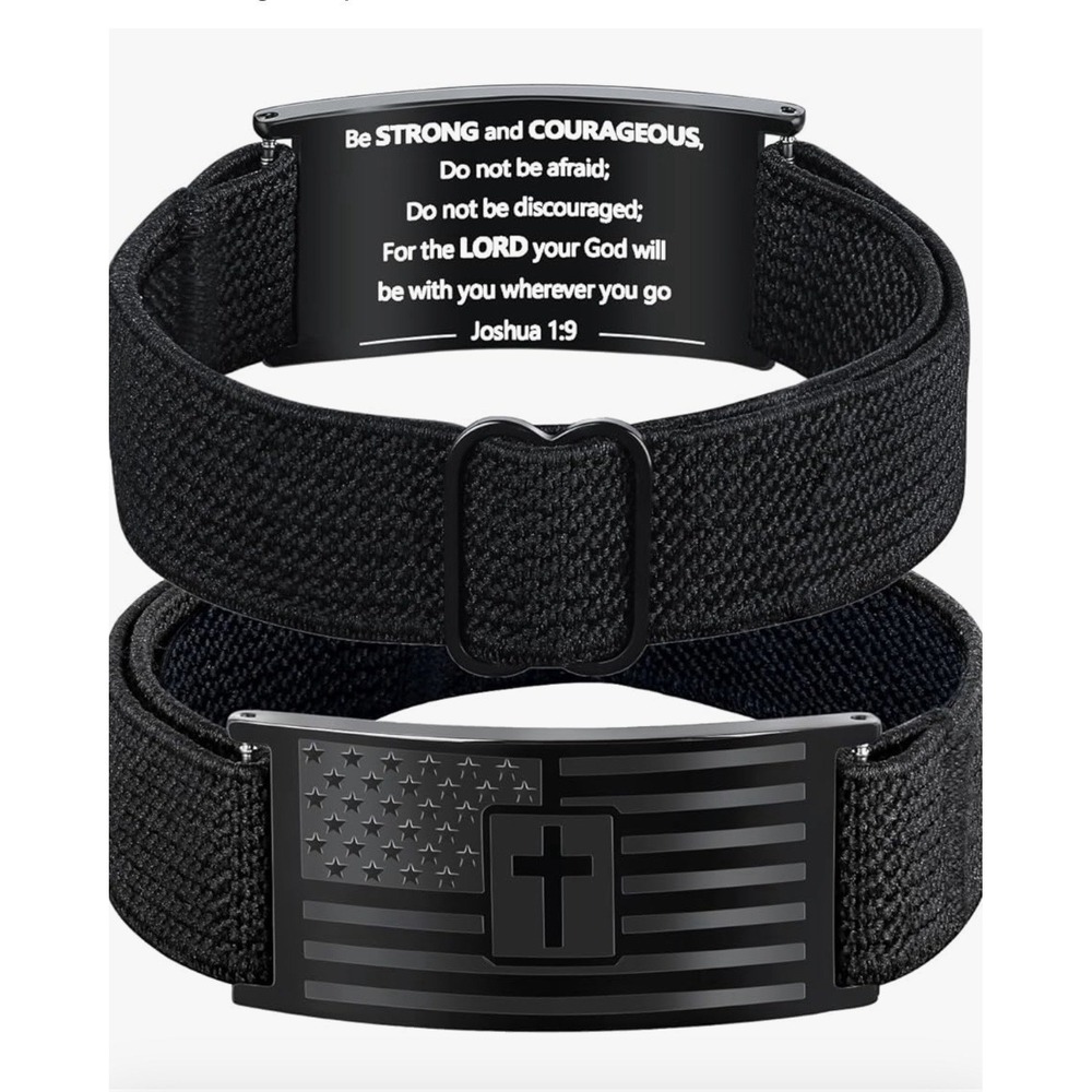 Graduation Gift For Him - Mens - Bracelet American Flag Christian Cross Bracelet